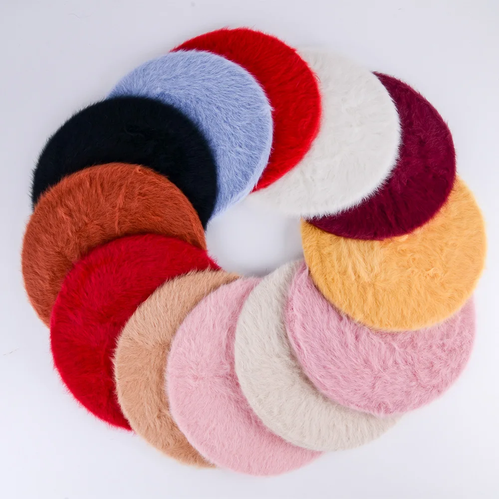 12 цвята, мека дамски зимни елегантна многоцветен шапка с кроличьим кожа, Lapin, газетчик, шапка-барета, шапка Изображение 1