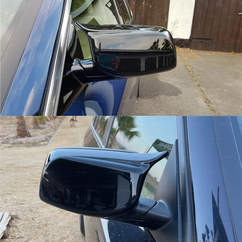 2 елемента от Въглеродни влакна Изглежда Черна Подмяна на капаци на страничните огледала за BMW 5 Серия E60 E61 E63 E64 2004-2008 520i 525i 528i 530i 528xi Изображение 1