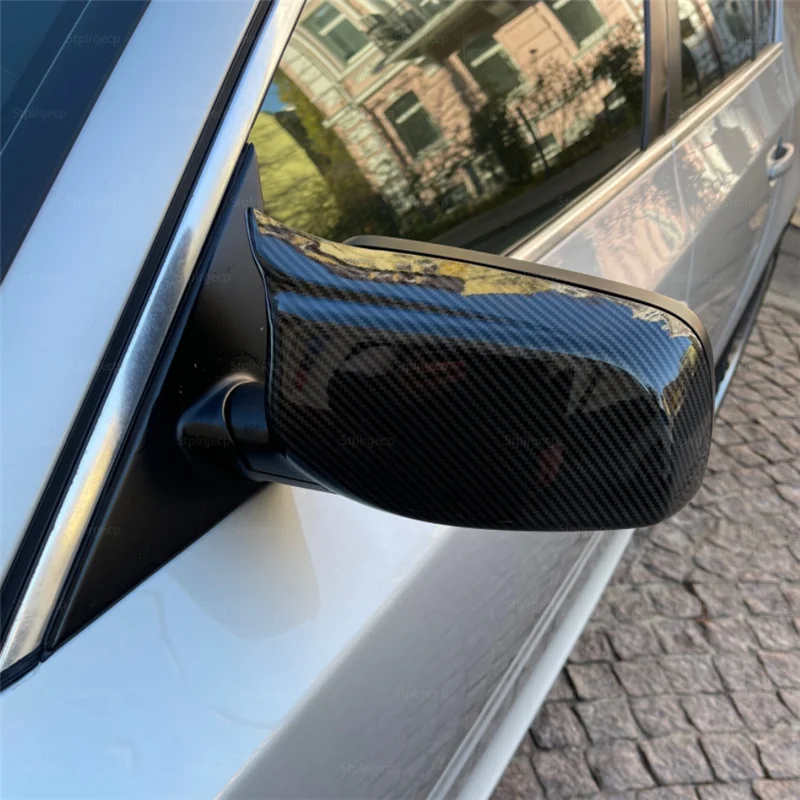 2 елемента от Въглеродни влакна Изглежда Черна Подмяна на капаци на страничните огледала за BMW 5 Серия E60 E61 E63 E64 2004-2008 520i 525i 528i 530i 528xi Изображение 2
