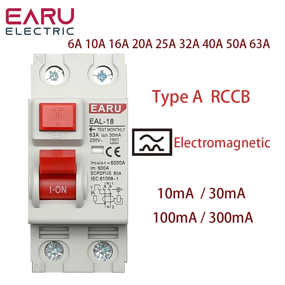 2P 32A 10/30/100/300mA Тип A RCCB УЗО ELCB Електромагнитен Автоматичен прекъсвач остатъчен ток Различното ключ Предпазен прекъсвач Изображение 0