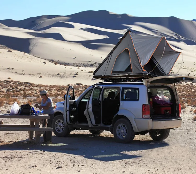 4 човека Алуминиева триъгълен покрив на палатката Твърд корпус на колата, Камион Покрива Горната част на палатка за къмпинг за продажба Изображение 1