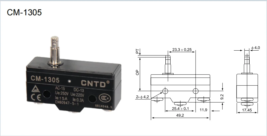 (CM-1305) 10 броя Гореща продажба ВКЛ изключване на Електрически микропереключатель 5A 250V Изображение 1