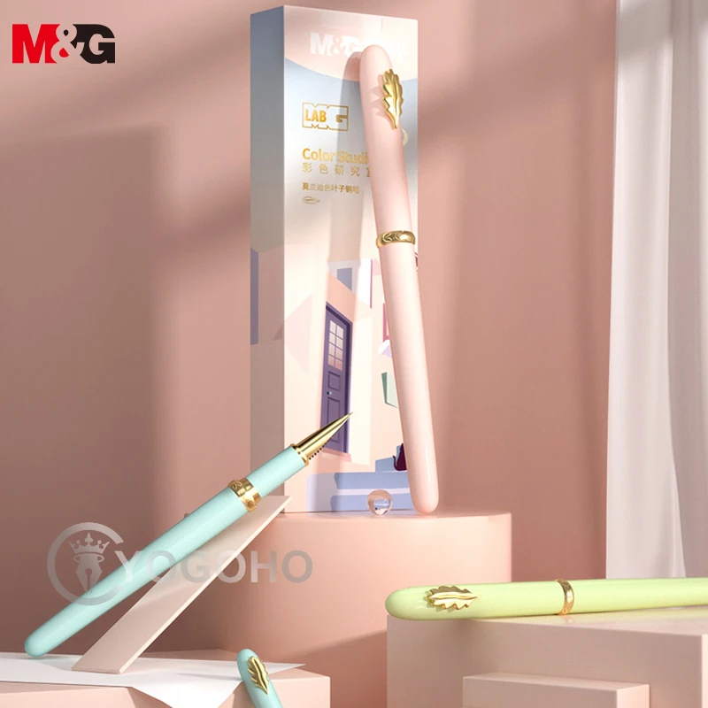 M & G Метална Писалка фонтан В стил Листа Моранди Цветни Химикалки 0,5 мм с писалка базирани на Върха Бизнес Офис-Канцеларски Принадлежности с Подарък Кутия за Рожден Ден Изображение 0
