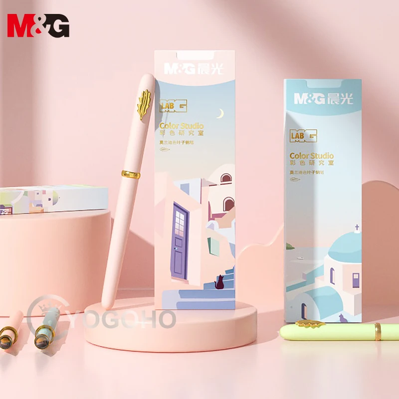 M & G Метална Писалка фонтан В стил Листа Моранди Цветни Химикалки 0,5 мм с писалка базирани на Върха Бизнес Офис-Канцеларски Принадлежности с Подарък Кутия за Рожден Ден Изображение 5