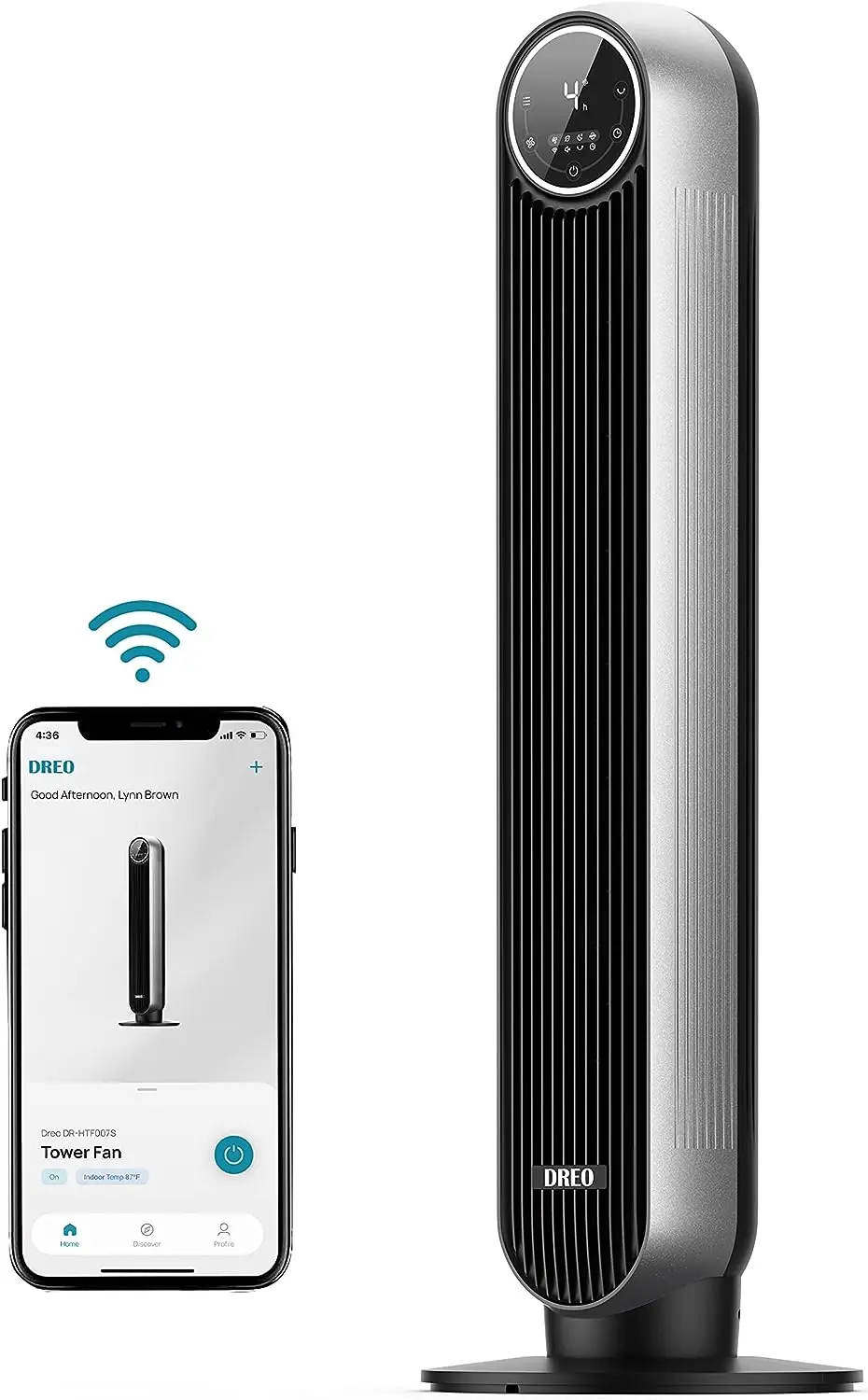 One S Smart WiFi, Вентилатор с дистанционно управление, Алекса Фен, Металик, 36 инча,-HTF007S-Vine Мини вентилатор за къмпинг, преносими сгъваеми вентилатор, Акумулаторна батерия фен Изображение 0