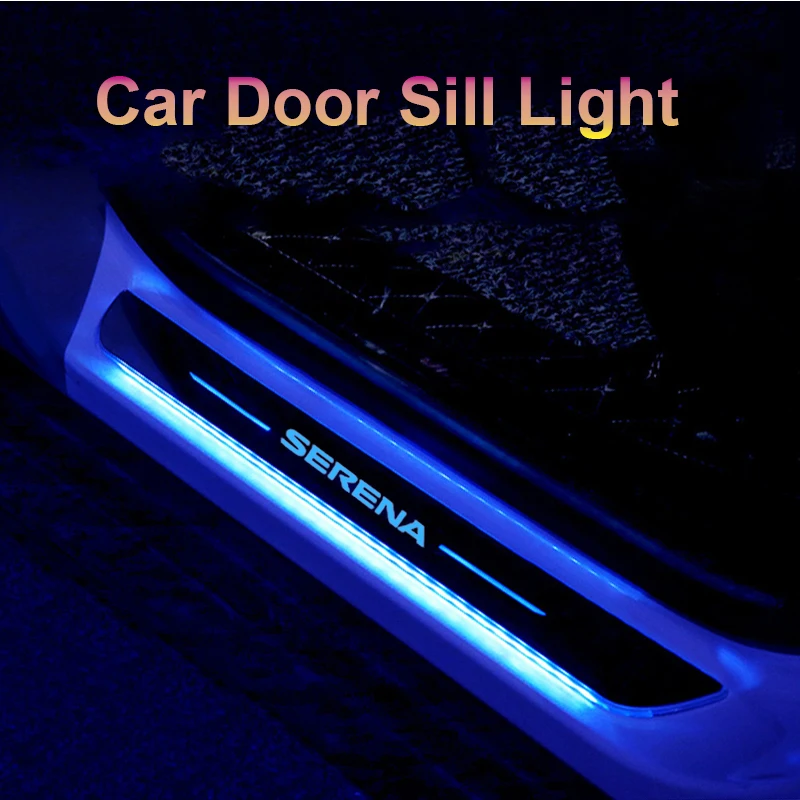 Акрилна автомобилна led педала поздрави Предната и задната врата на прага на пътен лампа USB Движение за Nissan Serena Аксесоари за декоративни ленти Изображение 2