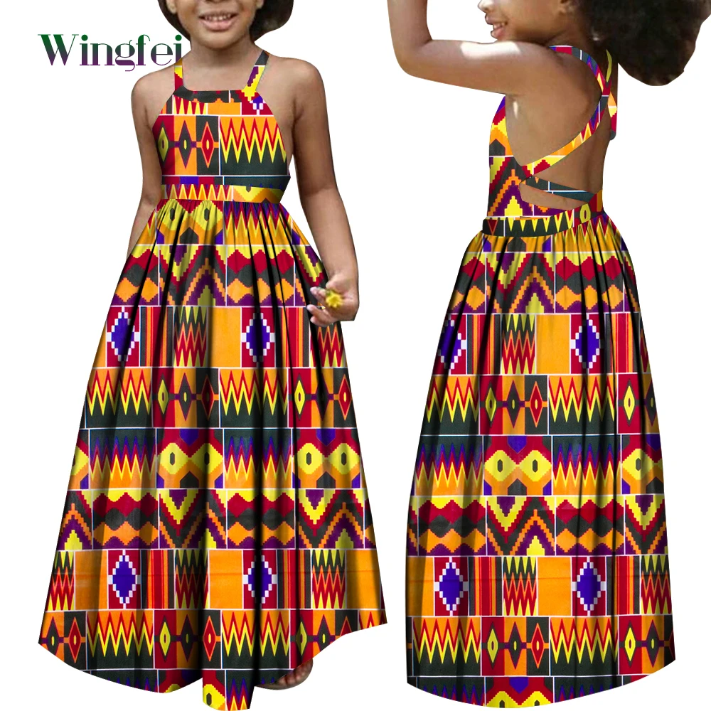 Африкански Рокли за Момичета, Детски Дрехи в стил Дашики, Модни Дълги Рокли с Флорални Принтом в Анкара, Детска Африканска Облекло WYT728 Изображение 1