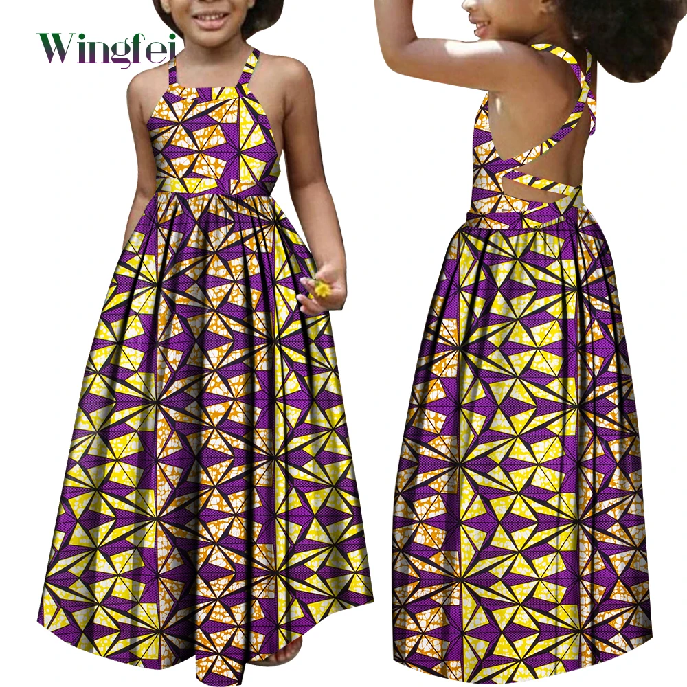 Африкански Рокли за Момичета, Детски Дрехи в стил Дашики, Модни Дълги Рокли с Флорални Принтом в Анкара, Детска Африканска Облекло WYT728 Изображение 2