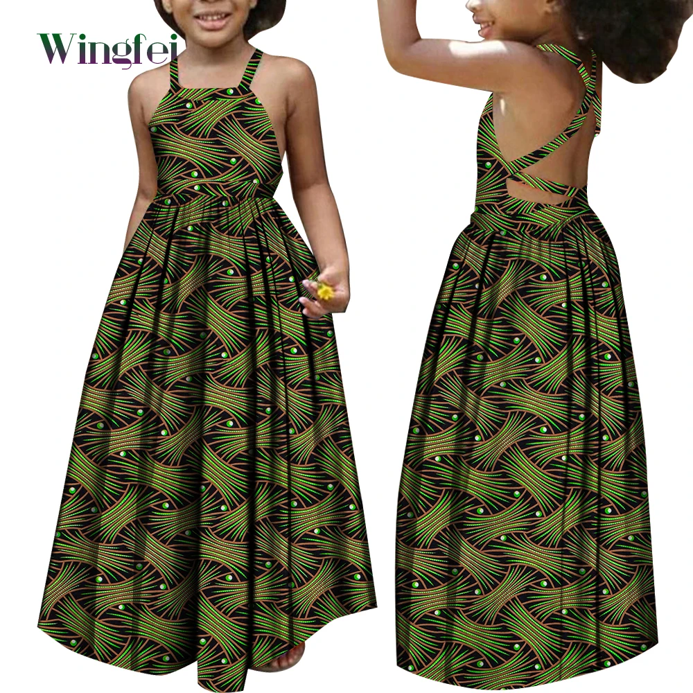 Африкански Рокли за Момичета, Детски Дрехи в стил Дашики, Модни Дълги Рокли с Флорални Принтом в Анкара, Детска Африканска Облекло WYT728 Изображение 5