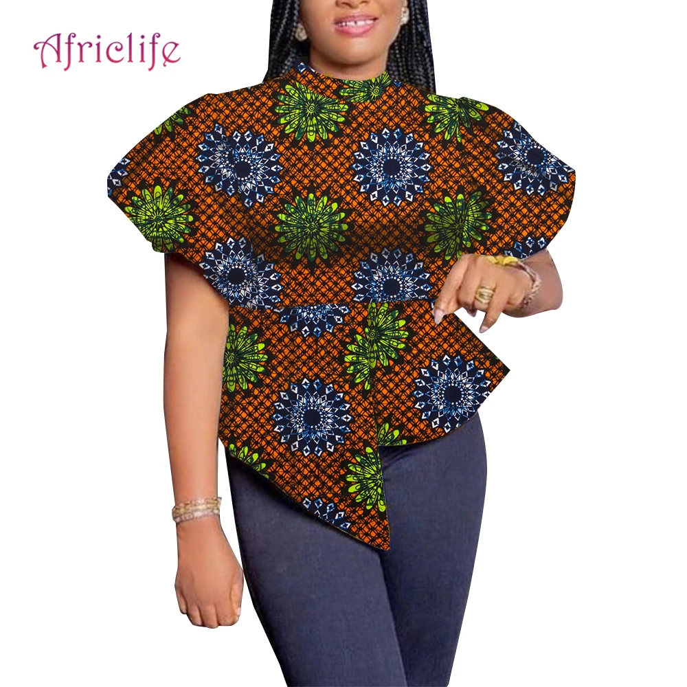 Африкански топ за жени, африкански блузи за жени, риза с принтом на Анкара, лятна популярните модни дамски офис облекло Wy9416 Изображение 2