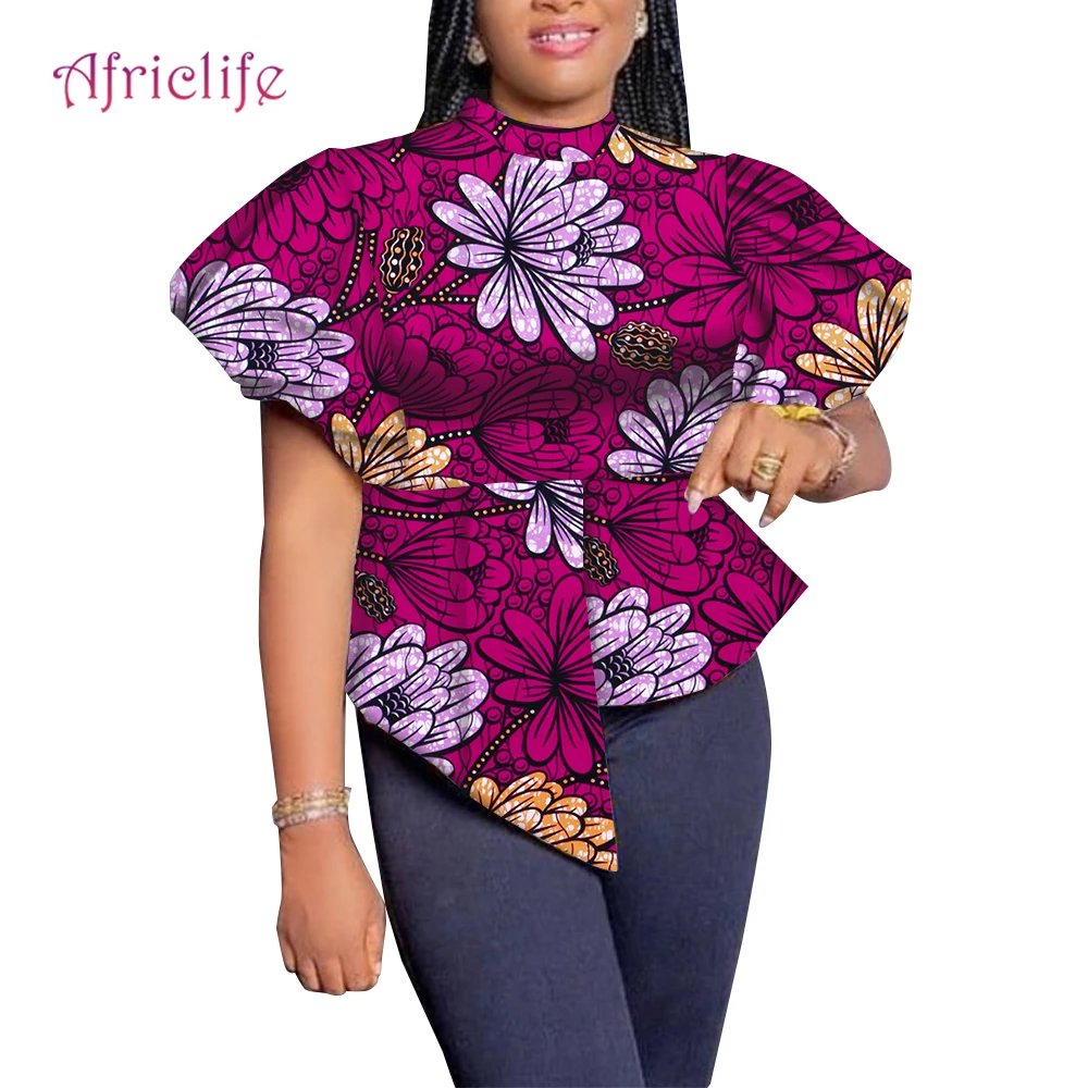 Африкански топ за жени, африкански блузи за жени, риза с принтом на Анкара, лятна популярните модни дамски офис облекло Wy9416 Изображение 3