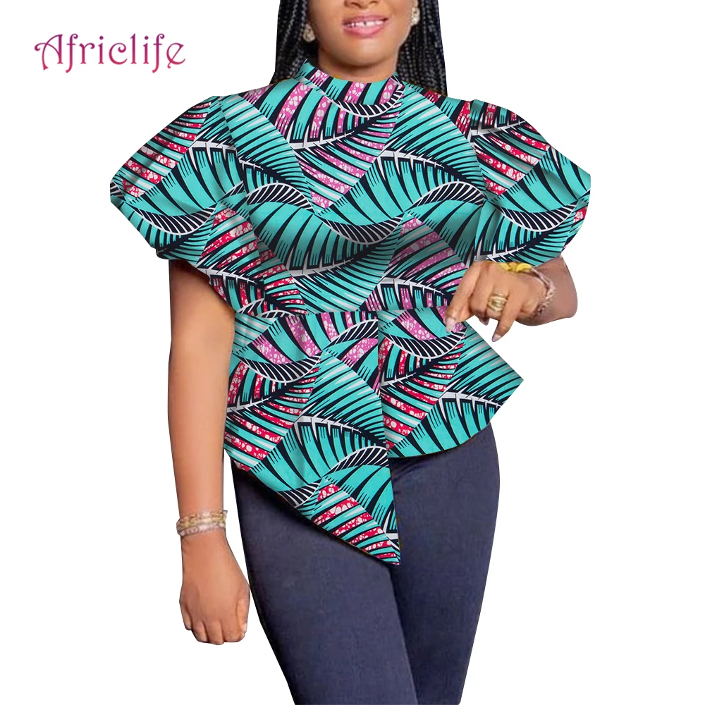 Африкански топ за жени, африкански блузи за жени, риза с принтом на Анкара, лятна популярните модни дамски офис облекло Wy9416 Изображение 5