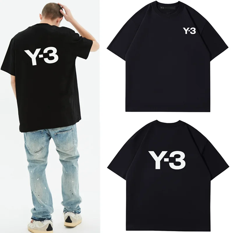 Година 3 YOHJI YAMAMOTO Лятна новост в писмото принтом Y-3, свободна удобни ежедневни модна тениска в стила на двойки за мъже и жени Изображение 0