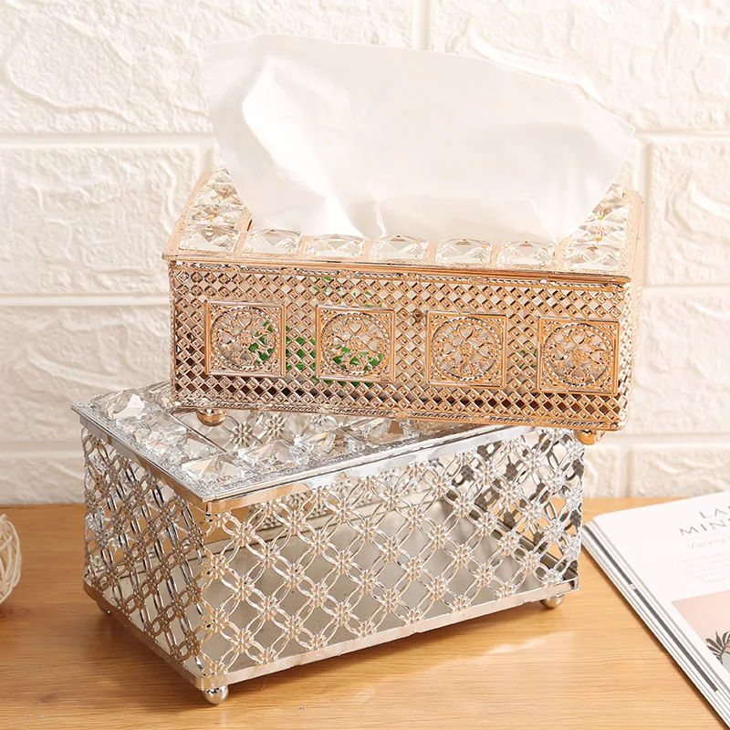 Европейската мода креативната кутия за салфетки с кристали Изображение 4
