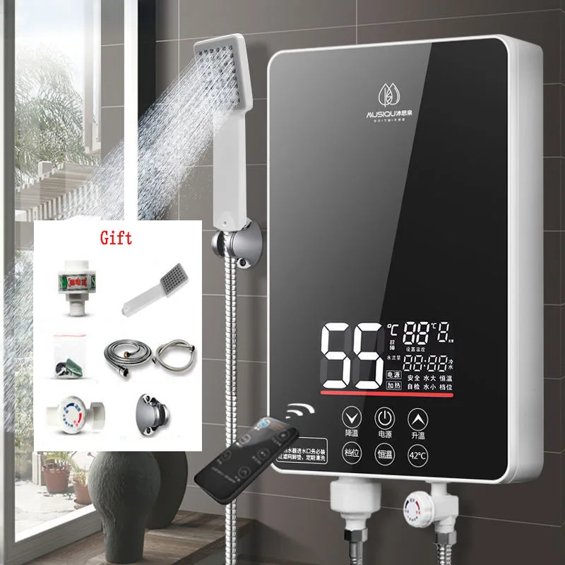 Електрически бойлер за 3 секунди миг отопление душ, битова гореща вода, един ключ за стартиране на настройките на температурата на нагревателя Изображение 4