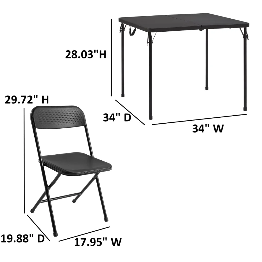 Комплект от 5 теми, card маса от смола и четири стола, черни външни маси Изображение 4