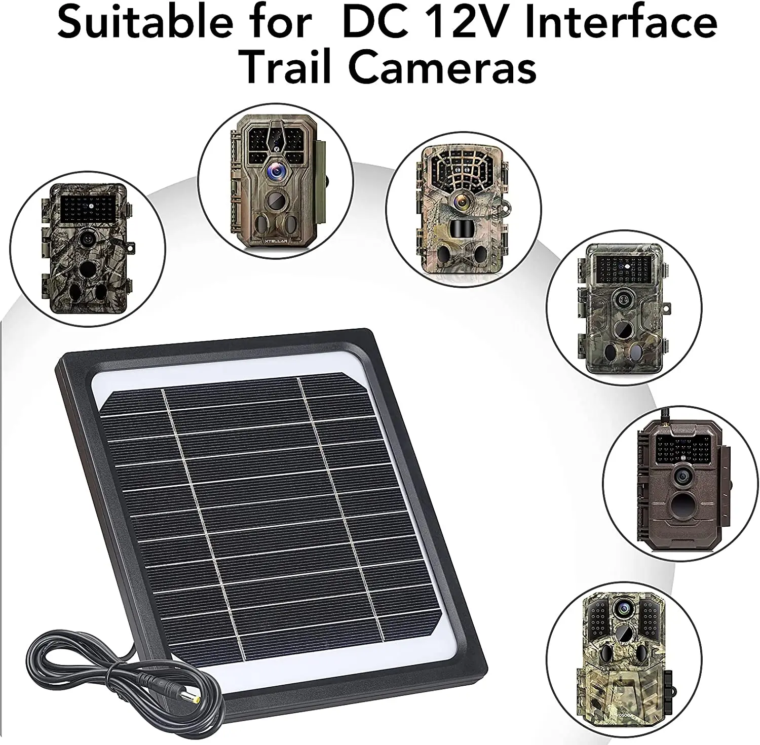 Комплект слънчеви панели 12V 5W за много малки камери с вградена акумулаторна батерия с капацитет 5200 mah Ловни аксесоари за ловни фотоловушек Изображение 2