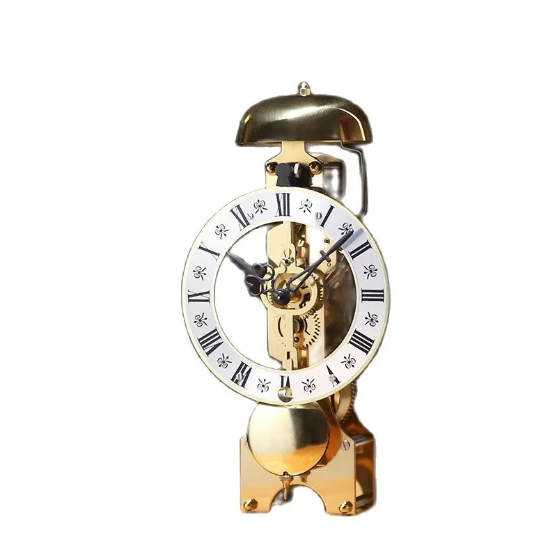 Луксозни настолни часовници Rerto Gold, безшумни метални механични настолни часовници с махало, настолни часовници от скандинавски чиста мед, часовници, ръчно изработени, подарък Изображение 0