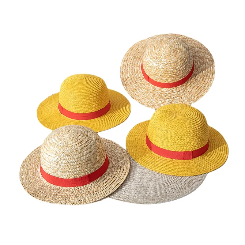 Лятна солнцезащитная шапка дамски жълта сламена шапка Анимация за изказвания Аксесоари за cosplay Шапка Жълти слънчеви шапки за мъже аниме шапки Изображение 0
