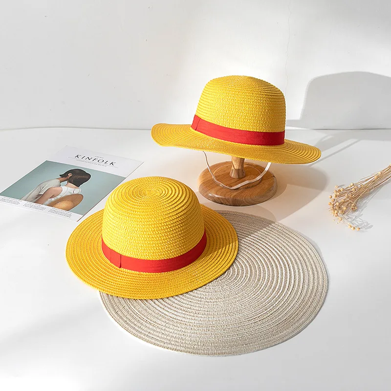 Лятна солнцезащитная шапка дамски жълта сламена шапка Анимация за изказвания Аксесоари за cosplay Шапка Жълти слънчеви шапки за мъже аниме шапки Изображение 2
