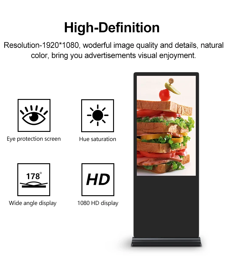 На екрана надписи, дигитален поставка за сигнализация, открит павилион с LCD дисплей, открит павилион за вътрешна реклама, поставка за екрана надписи Изображение 3