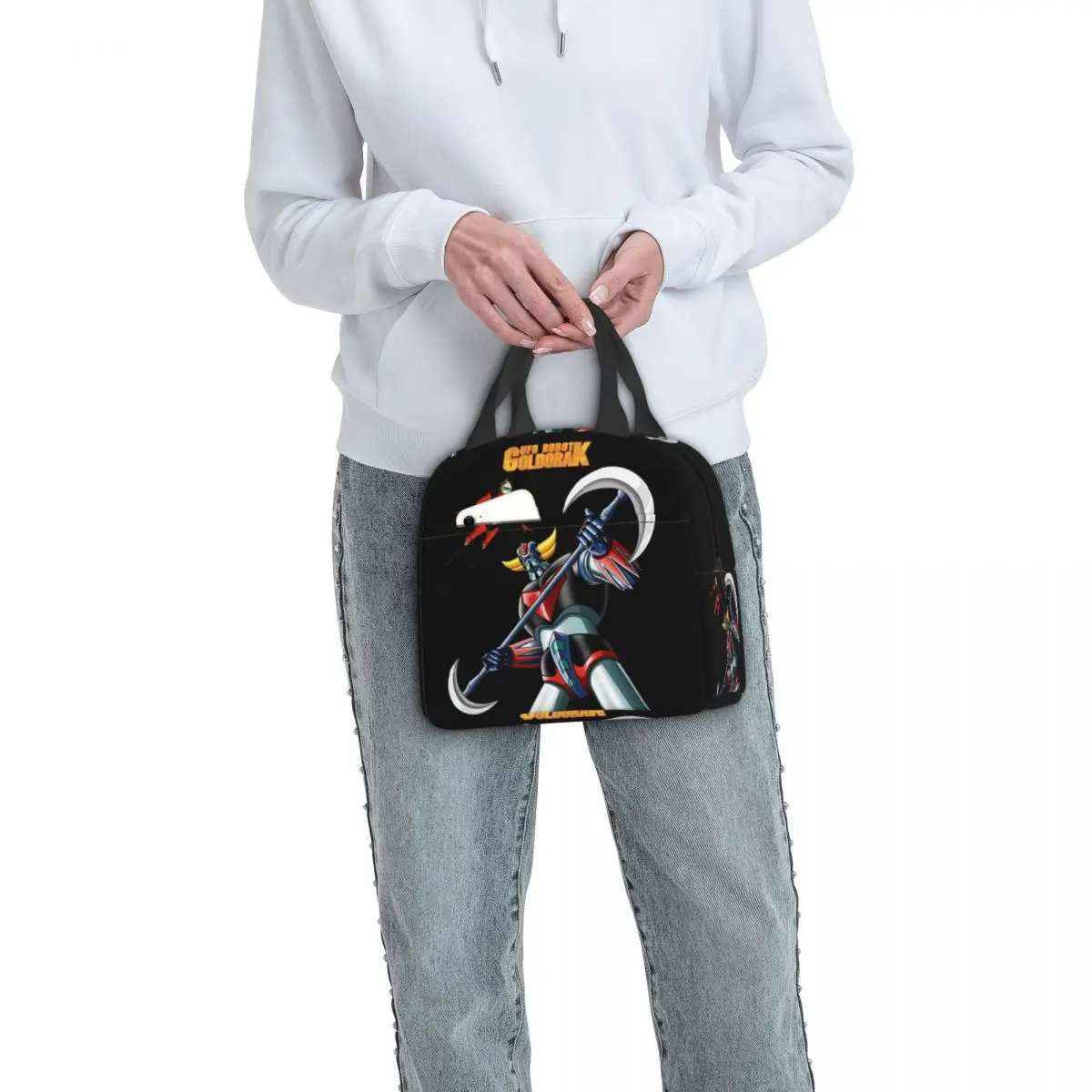 НЛО Robot Goldrake Изолирано чанта за обяд за жени, преносим грендайзер, термоохладитель Аниме, Манга, чанта за обяд, чанта за ученици Изображение 5