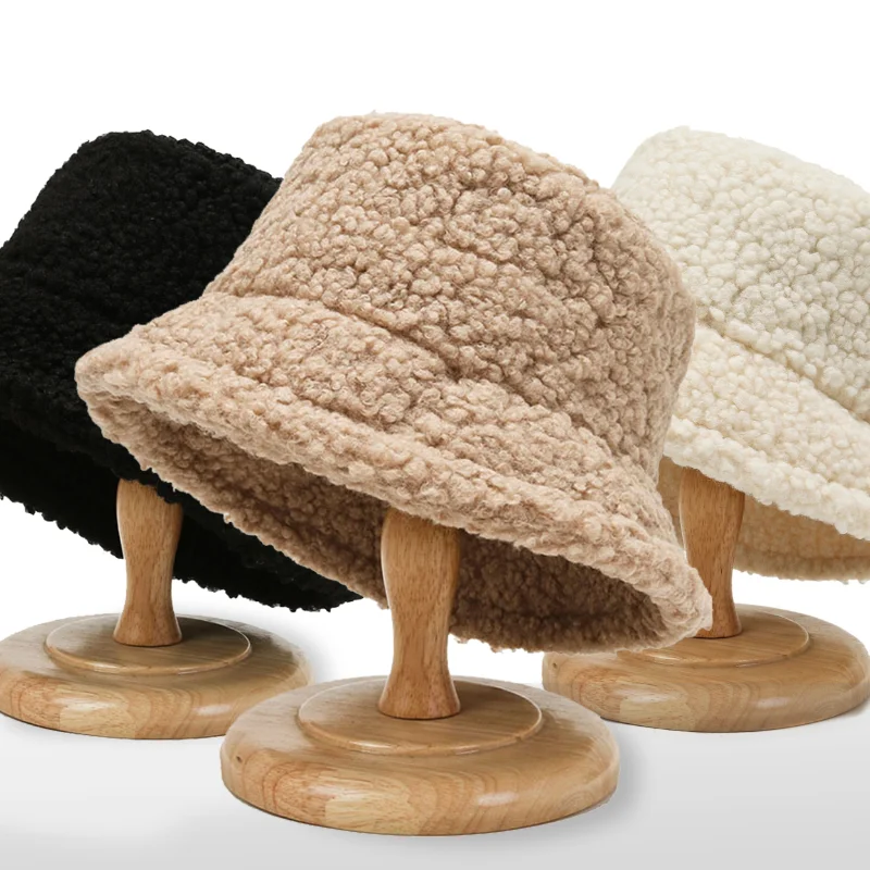 Новата модерна рибарска шапка от изкуствена кожа заек, дамска есенно-зимна топла удебелена рибарска шапка, Панама, плюшени шапки за басейни, шапка Изображение 3