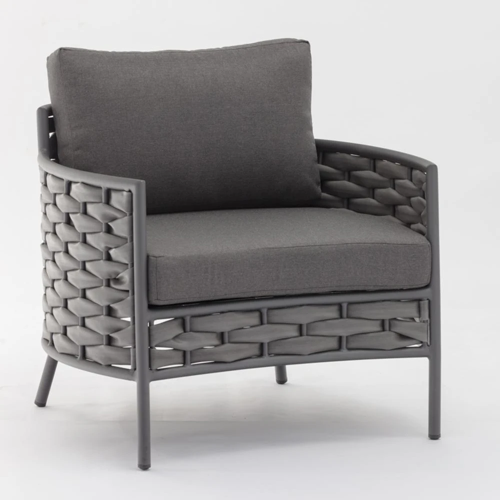 Плетени мебели от ратан и Модерен дизайн, уличен стол Twist, комплект от 4 теми, градински диван, висококачествена алуминиева рамка Изображение 1