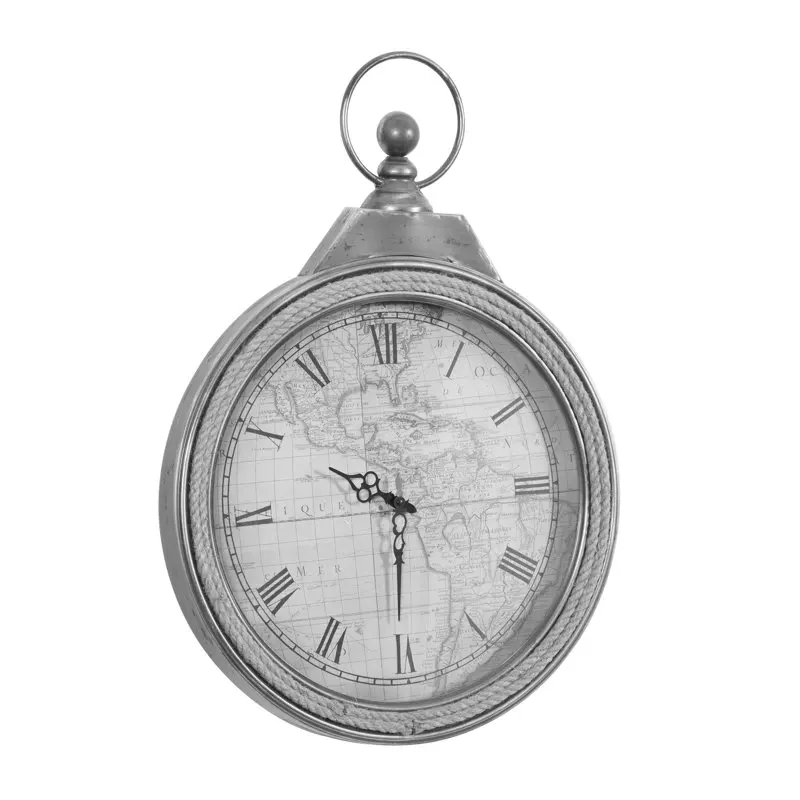 Стенен часовник в стила на джобен часовник от кафяв метал с веревочным акцент Изображение 5