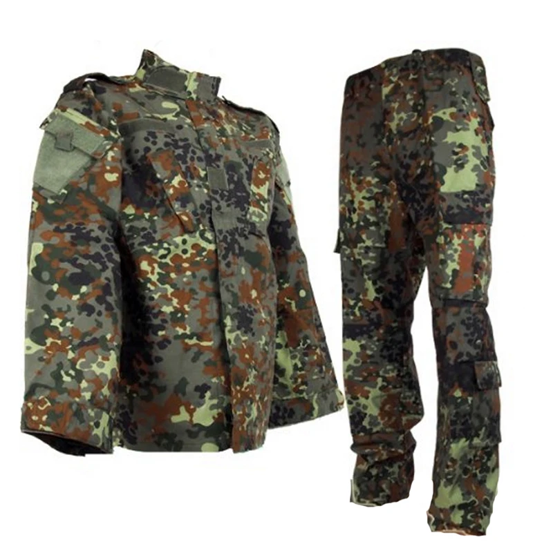 Страйкбольная тактическа армия униформи BDU, бойна риза и панталони, комплект, градинска облекло за пейнтбола, лов, немски камуфлаж Изображение 0