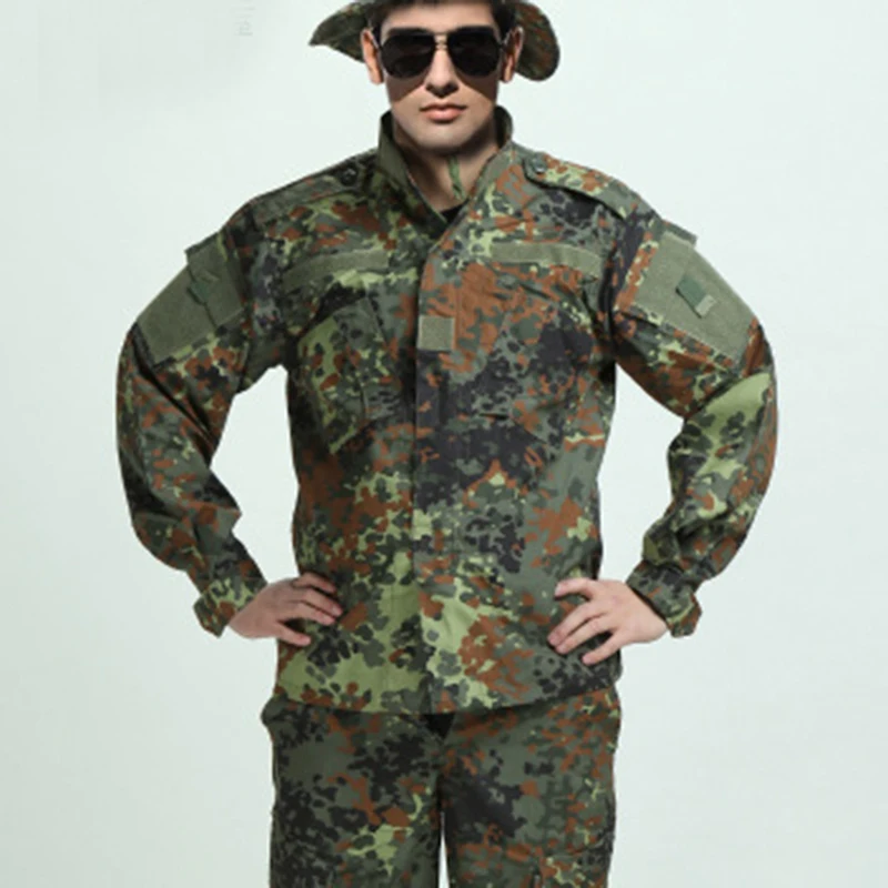 Страйкбольная тактическа армия униформи BDU, бойна риза и панталони, комплект, градинска облекло за пейнтбола, лов, немски камуфлаж Изображение 4