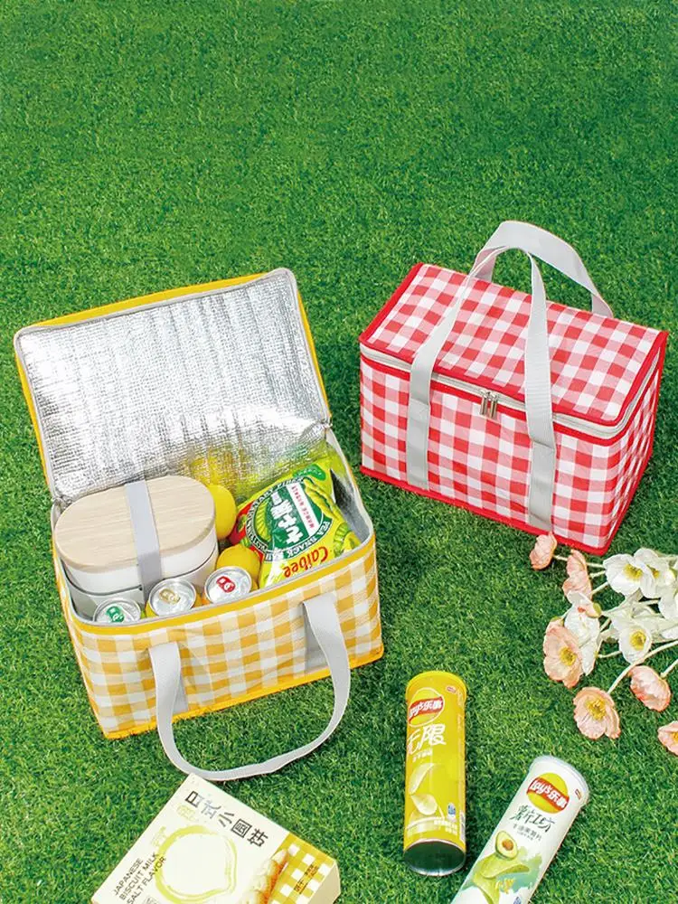 Туристическа чанта за обяд Bento, преносим инкубатор от сгъсти алуминиево фолио, набор за приготвяне на барбекю, напитки, с цип, аксесоари за пикник Изображение 5