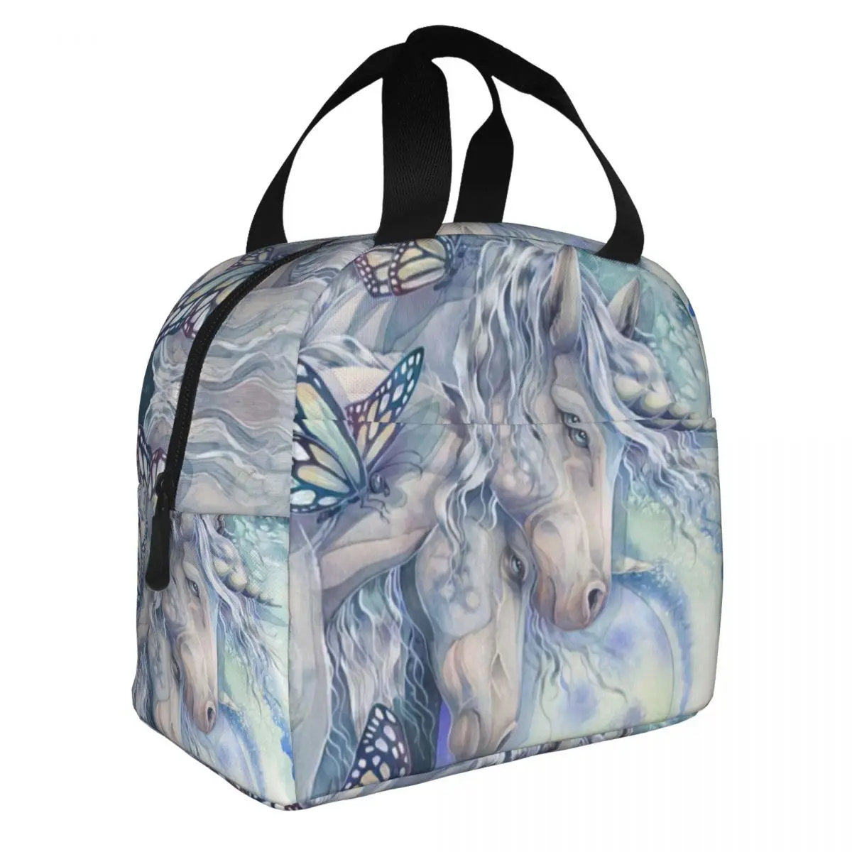 Чанта за обяд с коне, преносима термосумка от алуминиево фолио, тъканно чанта за обяд, за момчета и момичета Изображение 0